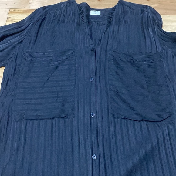 Chic Wilfred Silk Blend Charcoal Black Tunic Button-Up Blouse - Picture 7 of 12